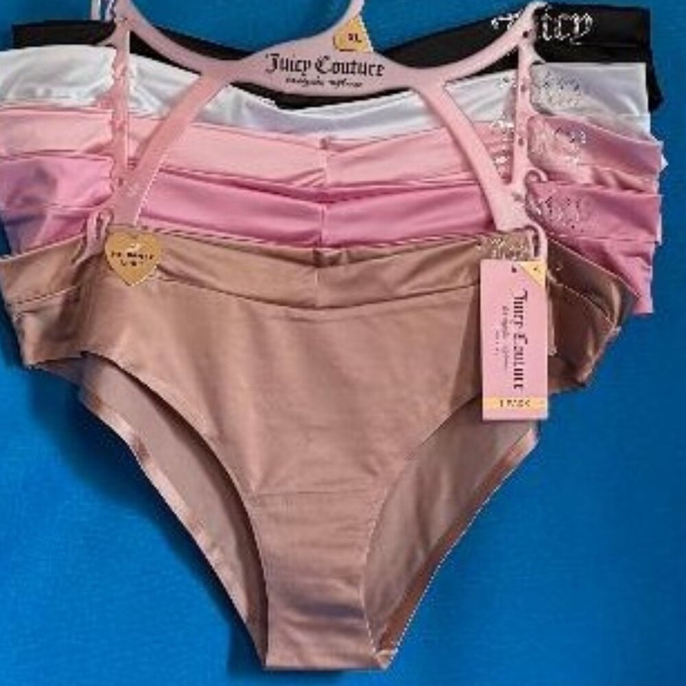 NWT $48 JUICY COUTURE 5 PACK NO PANTY LINES UNDERWEAR SILKY SATINY SOFT PANTIES